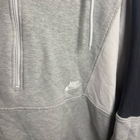 Men’s Nike NSW Grey Black & White Colorblock Half Zip Hooded Sweatshirt Athletic - Picture 7 of 11